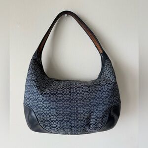 Coach Navy Blue Patterned Shoulder Bag